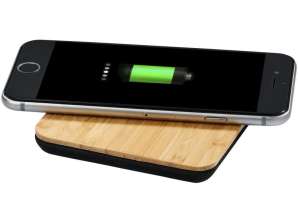 Leaf 5W Bamboo and Fabric Wireless Charging Station Natural/Black