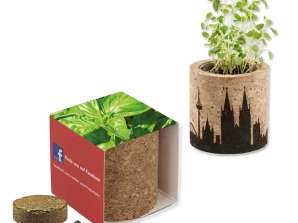 Cork Flower Pot with Banderole and Personalized Laser Engraving – Basil