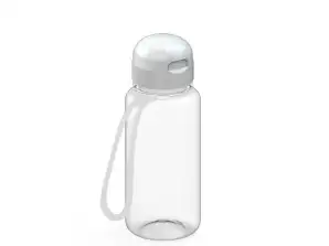 Sportinis vandens butelis 400ml su dirželiu skaidrus baltas