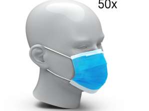 Комплект маски за лице за еднократна употреба от 50 светло синьо – практични и хигиенични