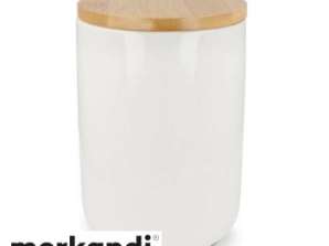 Opbevaringskrukke Keramik & Bambus 900ml Hvid: Lufttæt, stilfuld, holdbar, miljøvenlig, alsidig