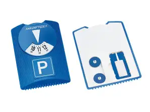 Design Parkscheibe mit zwei Chips in Blau Weiß – Stilvoll & Nützlich