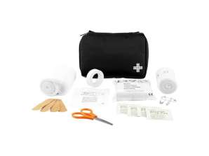 Flat First Aid Kit Black : Trousse de premiers secours mince en noir Discret et accessible