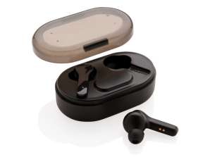Helendava logoga TWS-kõrvaklapid laadimiskarbiga mustad juhtmevabad Bluetooth-kõrvaklapid LED-logoga