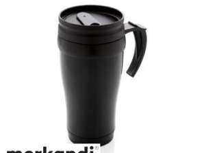 Robust stainless steel drinking cup in black