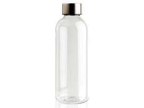 Gjennomsiktig vannflaske med metalllokk 100 lekkasjesikker og elegant