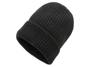 Gorro de punto doble Impact AWARE™ en negro: sostenible y elegante