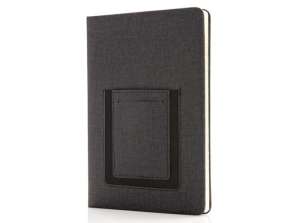Premium notebook A5 s držákem na mobil - černý