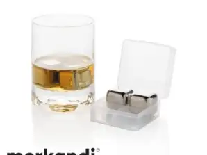 Reusable stainless steel cooling cubes 4 pcs. Set of durable stylish ice cubes silver