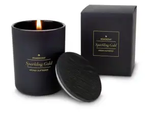 ROMOSCENT Sparkling Gold Aroma Candle – Vela Perfumada com Luxuoso Motivo de Ouro