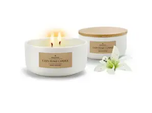 ROMOSCENT Cozy Home Aroma Candle – White scented candle with wood note