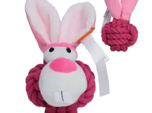 MiniFeet Dog Knot Toy Rabbit Pink Plush Toy Interactive Pet Accessory