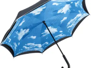 Стик чадър FARE Противоположно черно с облаци Дизайн Стилен и здрав