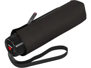 Compacte zakparaplu T.020 klein handmatig zwart: Lichtgewicht handmatig robuust ideaal voor onderweg