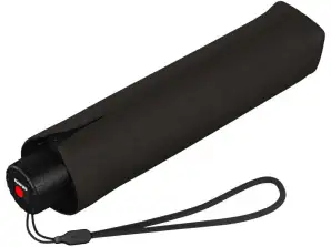 Kompakt katlanır şemsiye C.050 küçük manuel siyah: Hafif, manuel olarak sağlam, hareket halindeyken ideal