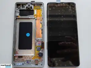 Samsung S10 & S10+ (LCM) Originální LCD sestava s rámečkem a fotoaparátem (třída A&B)