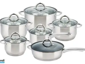 12 Piece Stainless Steel Luxury Cookware Set - Ergonomic Handles