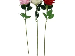 Artificial flower rose 52 cm assorted rose white and red