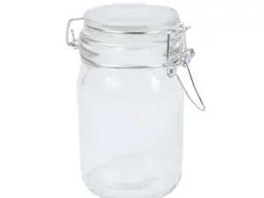 Tarro despertador olla de lazo de vidrio de 250 ml con cerradura con anillo de goma transparente