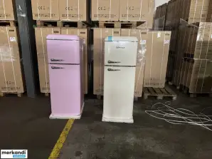 VOV Retro Kühlschrank mit Gefrierfach VRF210VX-CRM/PK (Creme & Rosa)