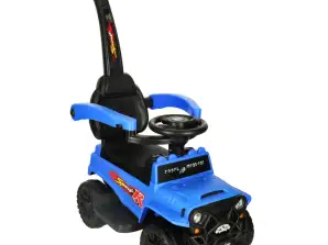 Ride-on pusher terreinwagen met geluid en lichten blauw