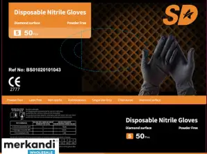 High Quality Diamond Cut Nitrile Gloves Black & Orange Color