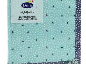 Χαρτοπετσέτες Duni 3 φύλλα μπλε 24 x 24 cm 20 τεμάχια 3 διαφορετικά μοντέλα και χρώματα