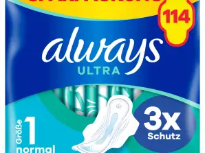 always Ultra Sanitary Napkin Normal with Wings Monthly Package, 114 Pads (3 Packs x 38 Pieces)