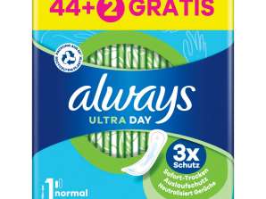 always Serviette Ultra Hygiénique Normal Gigapack 44+2 GRATUITE (46 pièces)