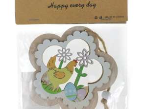 Wooden Easter decoration with a 10x10 cm Hen pendant