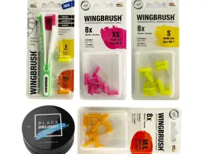 1000 Stk. Wingbrush Interdentalbürste Starter Sets & Black Delight Aktivkohle Zahnaufhellungspulver Mix Zahnhygiene, Restposten Großhandel