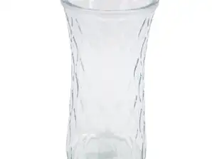 Vase glass transparent 21.5 cm with diamond motif
