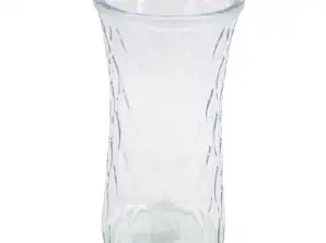 Vaso in vetro trasparente 21,5 cm con motivo a rombi