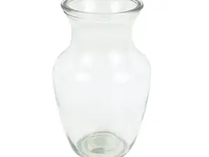 Vase en verre transparent 19,5 cm modèle convexe