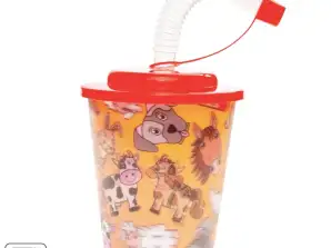 Gobelet 3D avec paille et couvercle animaux de la ferme/ licorne / jungle/ Noël/ monde sous-marin/ princesse/espace /sinterklaas /smiley 250 ml