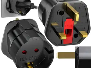 Adaptador de soquete Plug Adapter EU-UK PL Polônia Inglaterra Chipre Maldivas HHT200