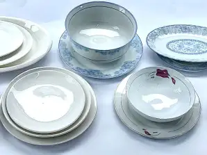 Ceramic and porcelain tableware, various models, kilo goods, for resellers, A-stock