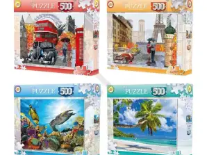 Puzzle 500 pièces 61 x 46 cm 4 animaux marins variés / Londres / Palm Beach et Paris