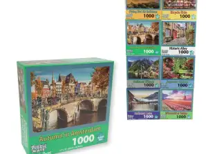 Puzzle Mate Puzzle cities and landscapes 1000 pieces 8 assorted aytumn in Amsterdam/ flying hot balloons/ bicycle ride/ historic Alley/ Japanese etc