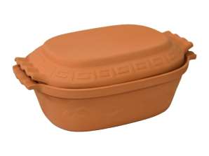 Kitchen pot made of clay, oval shape, giant size 6L