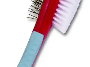 DOUBLE OVAL BRUSH FOR PETS Biopet, WITH ERGONOMIC HANDLE, SUITABLE FOR ALL TYPES OF FUR, DOGS AND CATS