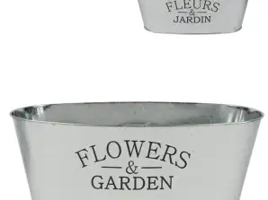 Flower pot aluminum 27 cm made of aluminum, with a pressed text on two sides.