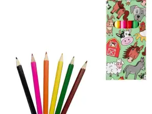 Crayons de couleur Animaux de la ferme 9 cm 6 pièces