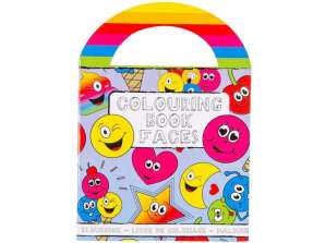 Coloring book with stickers 13 cm 4 different smiley faces, sea creatures, farm animals and jungle animal themes