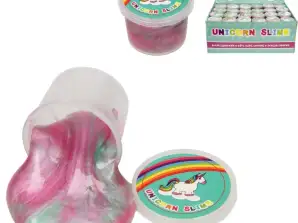 Unicorn slime 4 cm nice slippery slime in the metallic colors pink, green and silver.