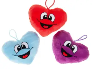 Pendentif peluche coeur 12 cm 4 couleurs assorties