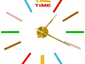 Wall clock stick-on 1 digit 100 120 cm gold hands coloured