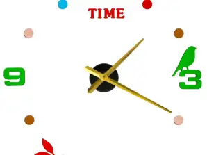 Wall clock stick-on 4 digits with decorations 80 90 cm yellow hand