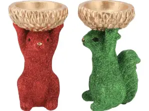 Bowl Jingle squirrel red/green purple and pink different sizes 2 assorted