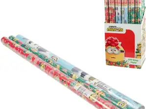 Gift paper Minions X-Mas 200 x 70 cm 3 assorted wrapping paper in sale display